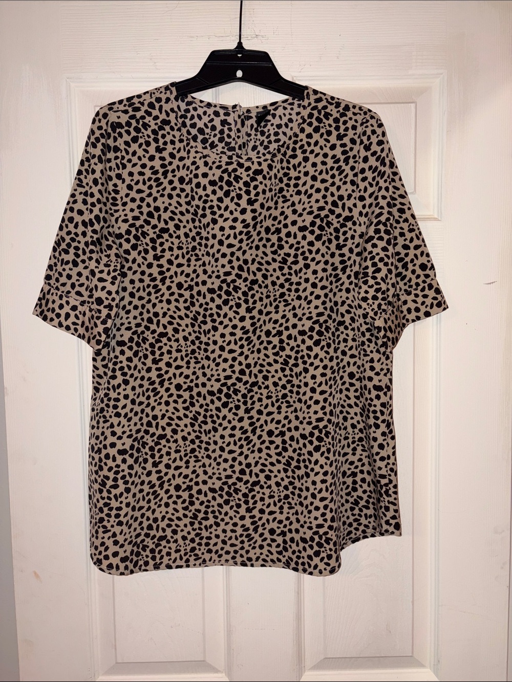 Beige and Black Leopard Print Top